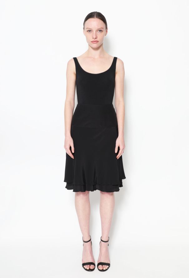 Chanel Black Flared Silk Skirt - 1