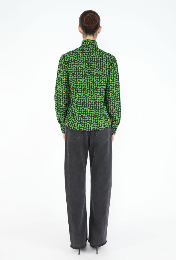 Saint Laurent '70s Clover Print Lavallière Blouse - 5