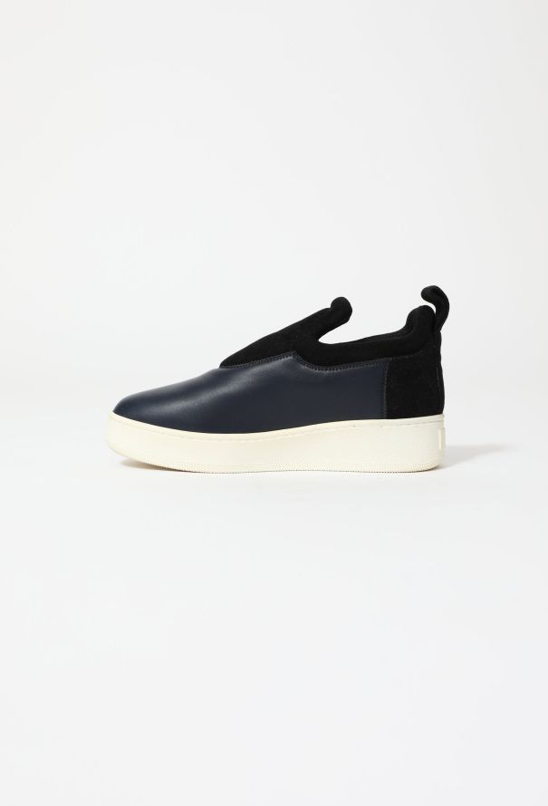 Céline Leather Suede Platform Slip-on Sneakers - 5