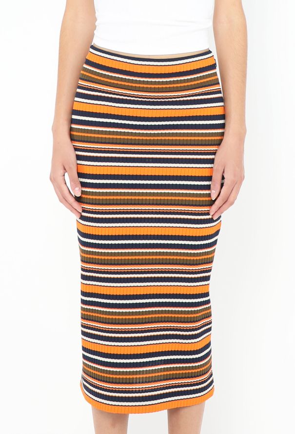 Prada Striped Ribbed Logo Skirt - 3