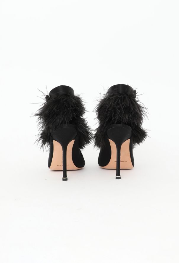 Manolo Blahnik Oterala Ostrich Feather Ankle Boots - 5