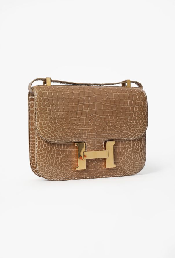 Hermès EXCEPTIONAL 90s 'Ficelle' Porosus Constance 24 - 4