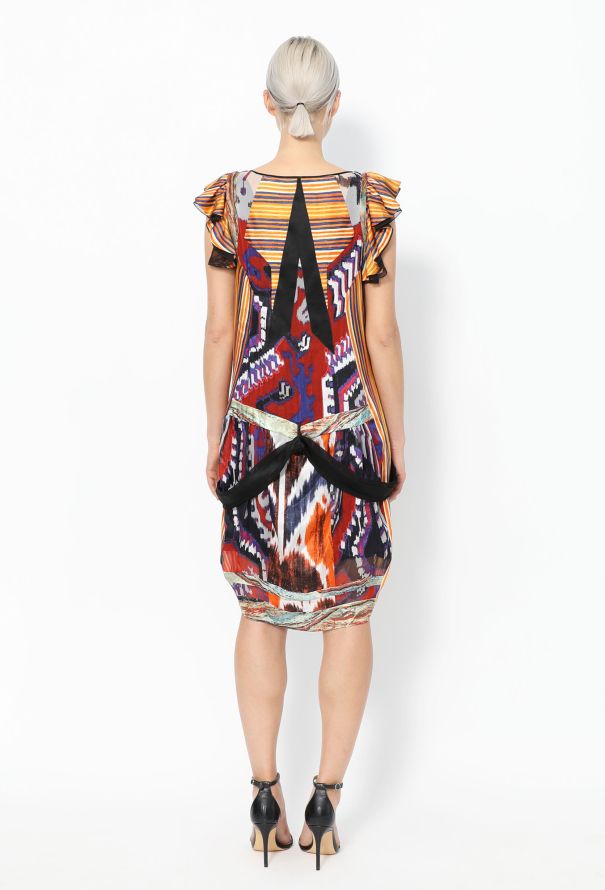 Balenciaga Iconic F/W 2007 Ikat Silk Dress - 5