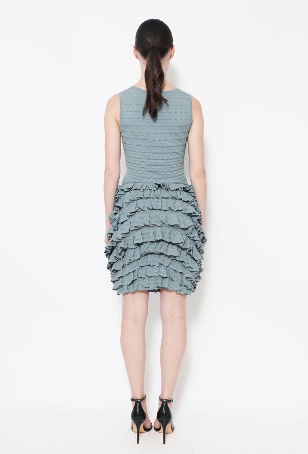 Alaïa S/S 2008 Ruffled Skater Dress - Sky blue - 4
