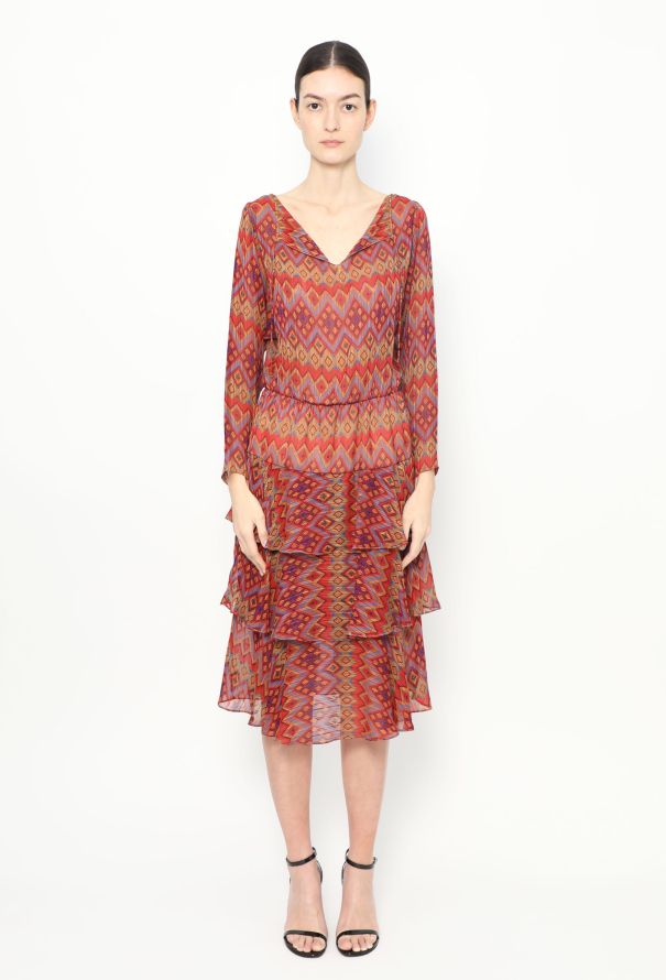 Abstract Tiered Silk Dress - 2
