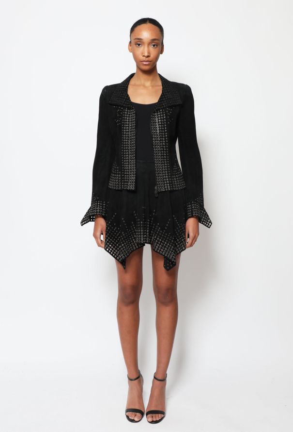 Alexander McQueen COLLECTOR 2000s Suede Eyelet Ensemble - 1