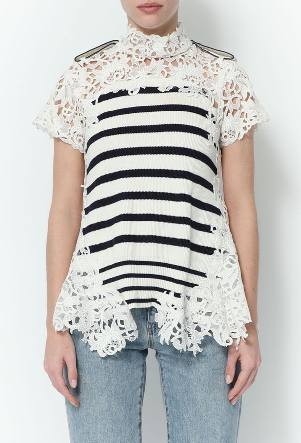 Sacai S/S 2015 Striped Lace Tunic - 1