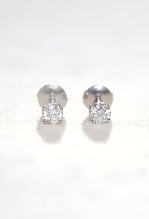 Vintage Fine Jewelry 18k White Gold Diamond Stud Earrings - 4