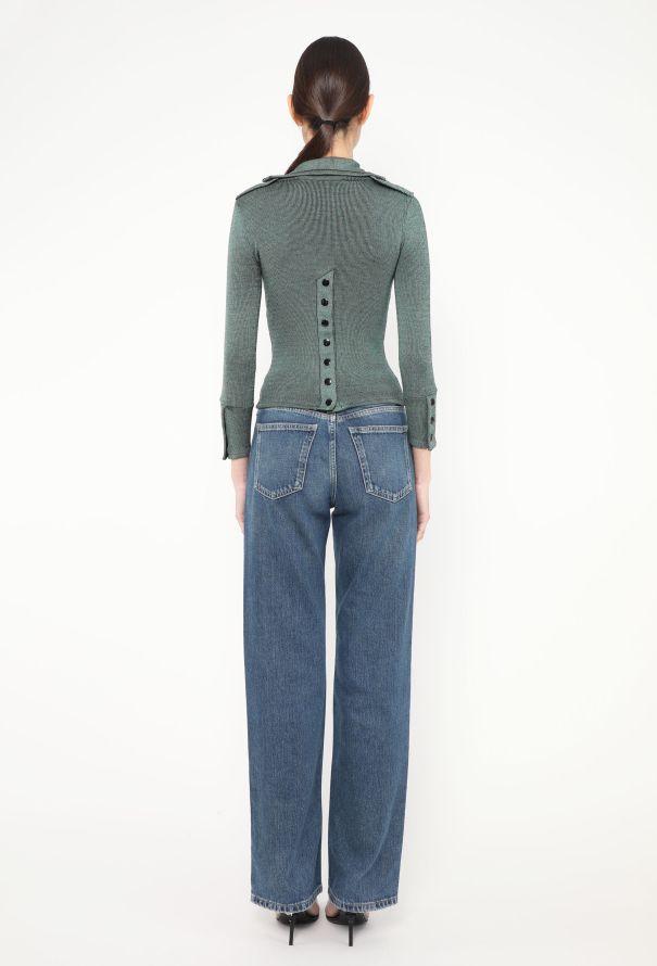 Balenciaga Ribbed Turtleneck Top - Green (F/W 2003) - 5