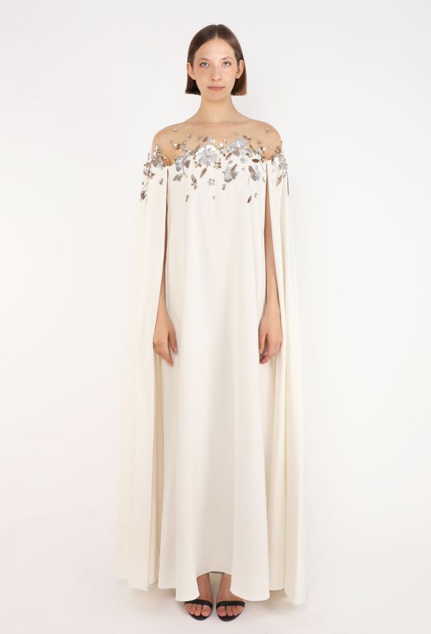 Oscar De La Renta Embellished Silk Cape Gown, 2022 - 1