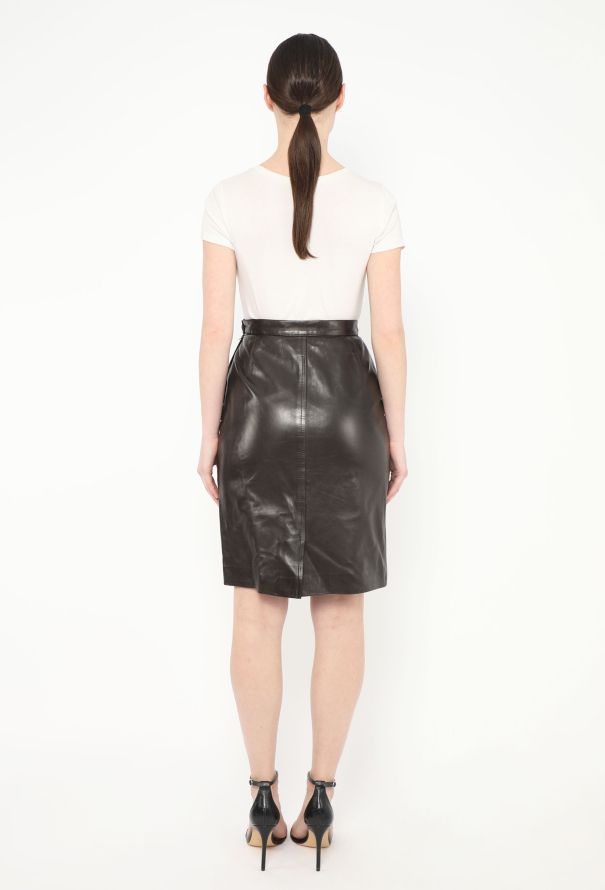 Saint Laurent '70s Lambskin Leather Skirt - 4
